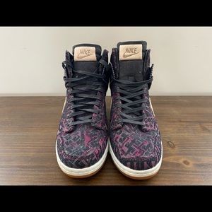 Nike Dunk Sky Hi Prem Linen Purple Tribal Wedge Sneakers US 8